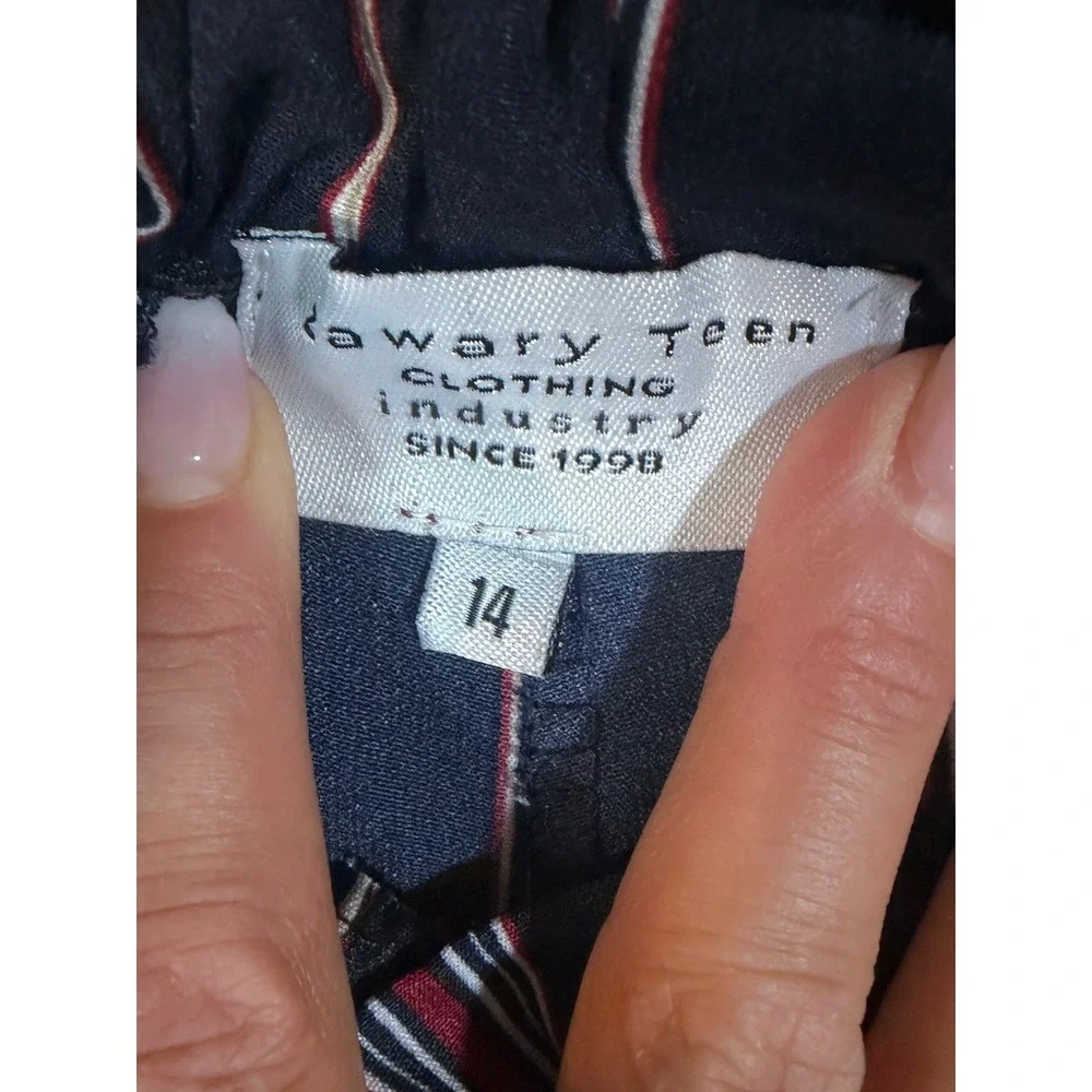 Zawary Striped Paperbag Waist Shorts Navy/Red/White Kids Size‎ 14